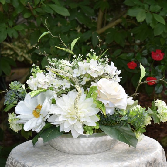 (image for) Dahlia, Rose and Magnolia White Table Centerpiece AR436- Out Of Stock TEXT_CLOSE_WINDOW