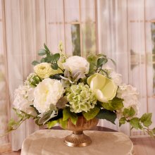 Elegant Green And White Rose And Hydrangea Silk Floral Design AR461