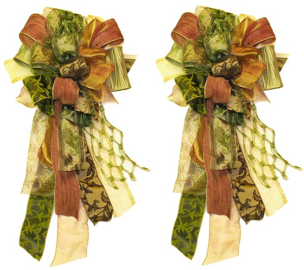 (image for) Set of 2 Christmas Bows - Multi-Colored for Wreaths and Mantles B4516 TEXT_CLOSE_WINDOW