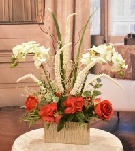 (image for) Winter Orchid and Rose Faux Centerpiece