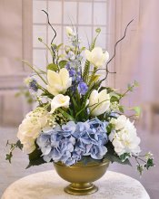 (image for) Blue Hydrangea and Magnolia Silk Flower Arrangement AR616