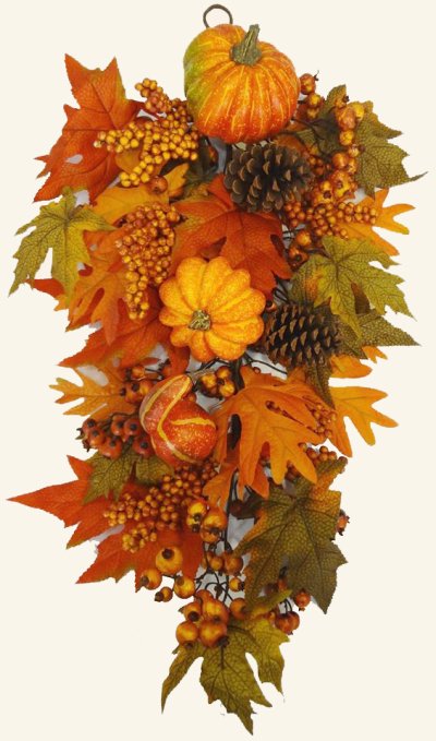 (image for) Fall Harvest Door Swag - Pumpkin Wreath WR4893
