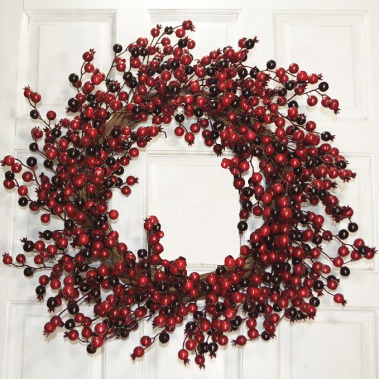 (image for) Large 24" Red Berry Christmas Wreath CR4584 Holiday-Decorations TEXT_CLOSE_WINDOW