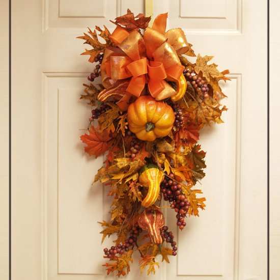 (image for) Pumpkin and Gourd Fall Door Swag - Autumn Door WR4635 TEXT_CLOSE_WINDOW