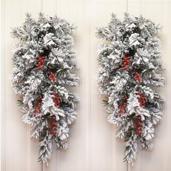 (image for) Set of 2 Flocked Pine Swags TEXT_CLOSE_WINDOW