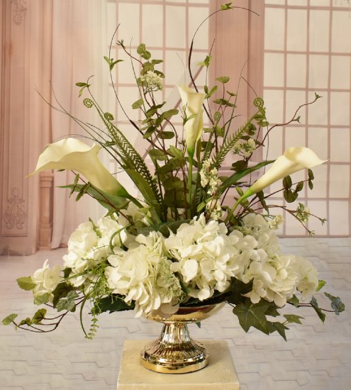 (image for) White Silk Hydrangea and Calla Lily Arrangement AR409 TEXT_CLOSE_WINDOW