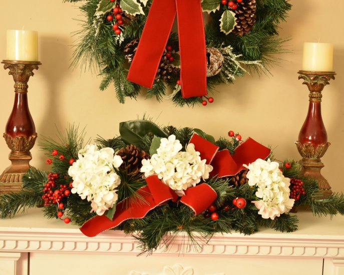 (image for) Pine and Hydrangea Christmas Swag and Centerpiece CR1593 TEXT_CLOSE_WINDOW