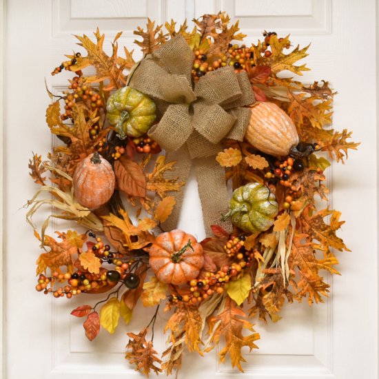 (image for) Frosted Pumpkin Wreath Burlap Bow WR4977 Out of Stock TEXT_CLOSE_WINDOW