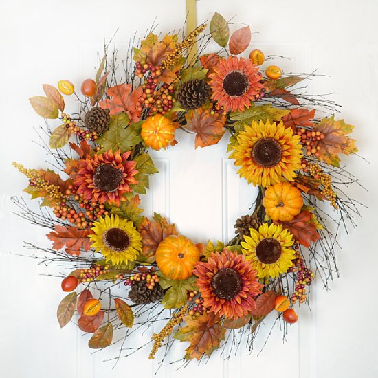 (image for) 34" Sunflower Berry Fall Door Wreath WR4810 Out of Stock TEXT_CLOSE_WINDOW