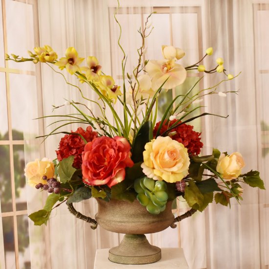 (image for) Silk Floral Centerpiece with Orchids and Roses AR434 TEXT_CLOSE_WINDOW