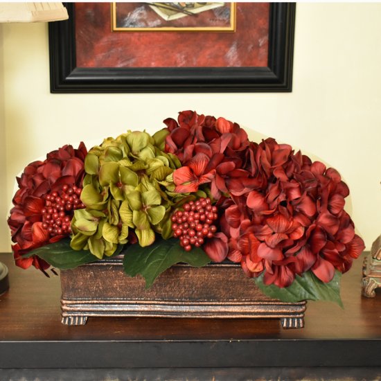 (image for) Burgundy Hydrangea Low Table Centerpiece AR406 TEXT_CLOSE_WINDOW