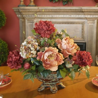 (image for) Peony and Hydrangea Silk Flower Arrangement AR109-75