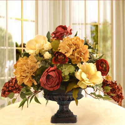 (image for) Elegant Silk Flower Arrangement with Hydrangeas, Magnolias and Roses AR334-A