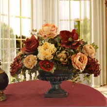 (image for) Burgundy Magnolia and Peony Grande Silk Floral Centerpiece AR339-A