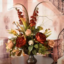 (image for) Orchid, Rose and Feather Silk Flower Arrangement AR363