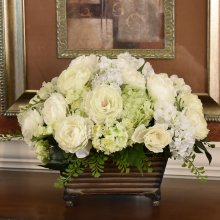 (image for) Cream and Green Silk Flower Arrangement AR424