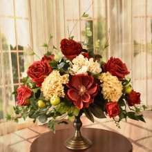 (image for) Rose and Hydrangea Silk Centerpiece in Pedestal Vase AR451