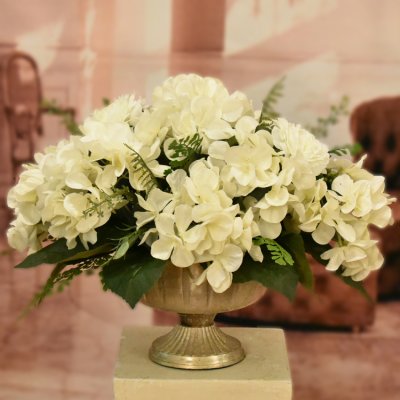 (image for) White Hydrangea Silk Centerpiece AR393