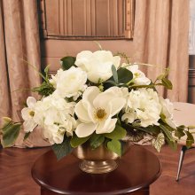 (image for) Magnolia Hydrangea and Rose Silk Flower Arrangement AR525