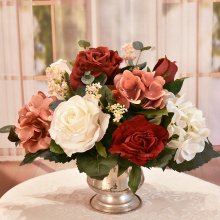 (image for) Rose, Cream and Burgundy Silk Floral Arrangement AR620