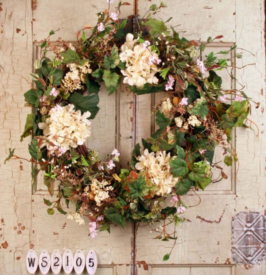 (image for) Crescent Grapevine Wreath with Pink Hydrangea WS2105 TEXT_CLOSE_WINDOW