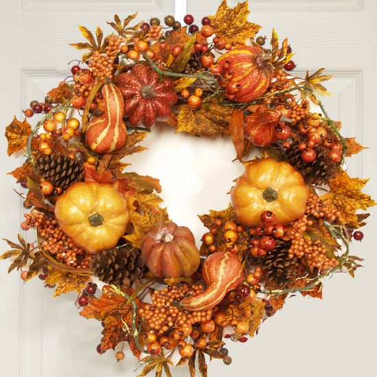 (image for) 26" Pumpkin and Gourd Fall Front Door Wreath WR4637 TEXT_CLOSE_WINDOW