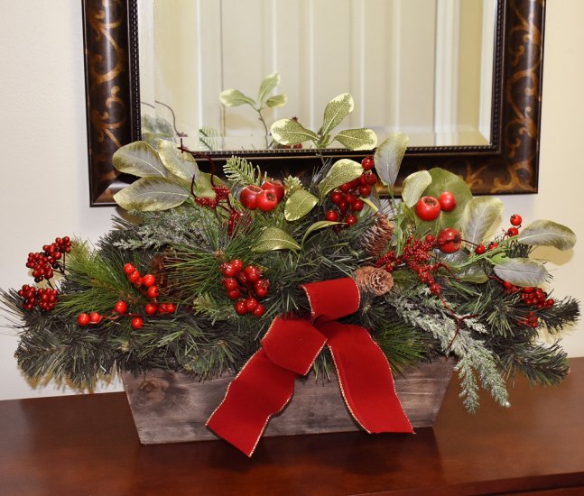 Pine and Berry Christmas Floral Design : Floral Home Decor=>silk