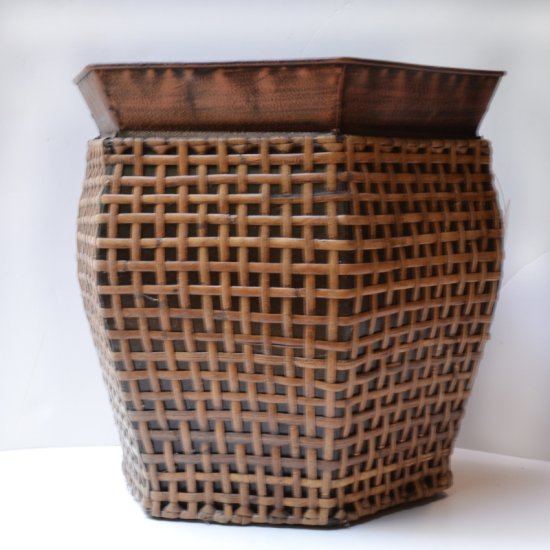 (image for) Metal Planter with Wover Wicker Embossment V-015 TEXT_CLOSE_WINDOW