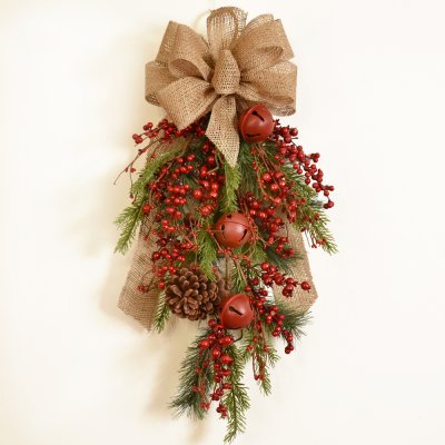 (image for) Jingle Bell Swag with Burlap Ribbon CR1570