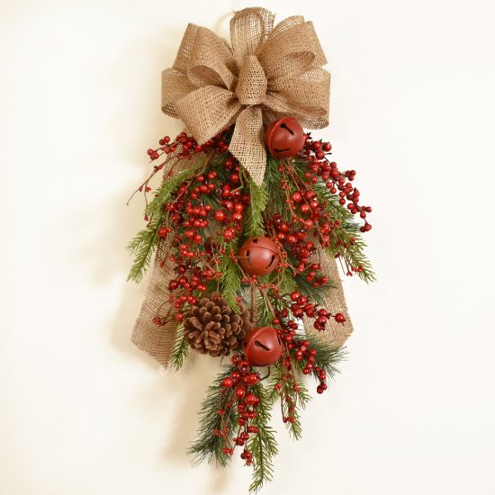 (image for) Jingle Bell Swag with Burlap Ribbon CR1570 TEXT_CLOSE_WINDOW