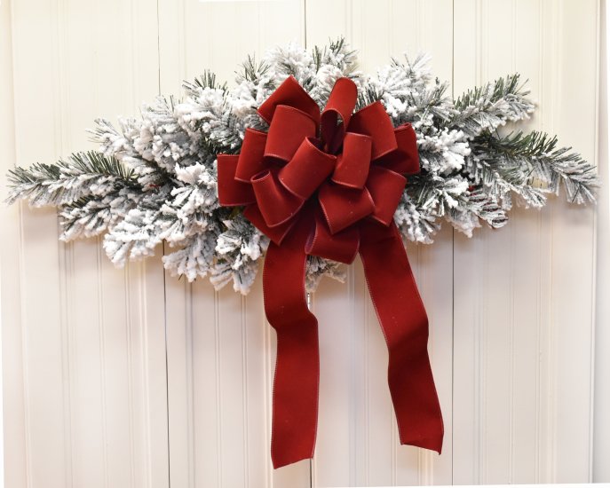 (image for) Flocked Window Swag Red Bow CR1598 TEXT_CLOSE_WINDOW