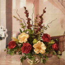 (image for) Silk Floral Centerpiece with Roses and Magnolias AR416