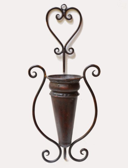 (image for) Large Metal Wall Vase or Scone Perfect for Silk Flowers or Greenery V-09 TEXT_CLOSE_WINDOW