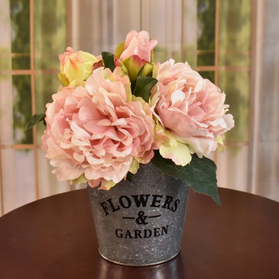 (image for) Fresh Cut Pink Peony Bouquet in Farmhouse Planter AR472 TEXT_CLOSE_WINDOW