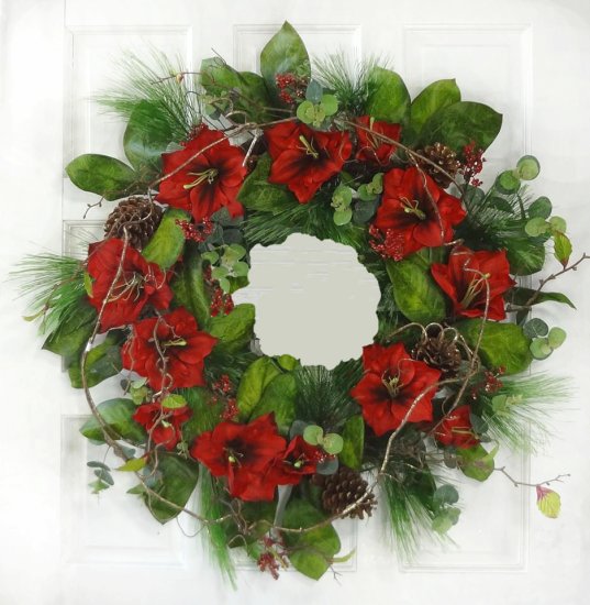 (image for) Red Amaryllis Christmas Wreath CR1317 TEXT_CLOSE_WINDOW