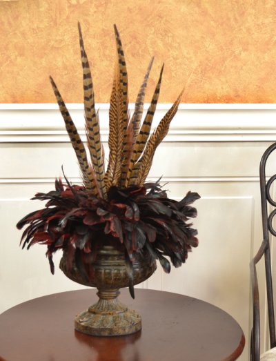 (image for) Bold And Exotic Pheasant Feather Floral Arrangement NC122-79