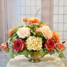 (image for) Peach and Cream Silk flower Arrangement AP34