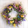 (image for) Colorful Designer Wildflower Wreath with Butterlfies - Spring Summer Door Wreath