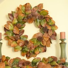 (image for) Deluxe Magnolia Leaf Wreath in Earthtone Color WR4887