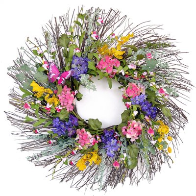 (image for) Wispy Colorful Spring Wreath with Butterfly WR4947 Out of Stock