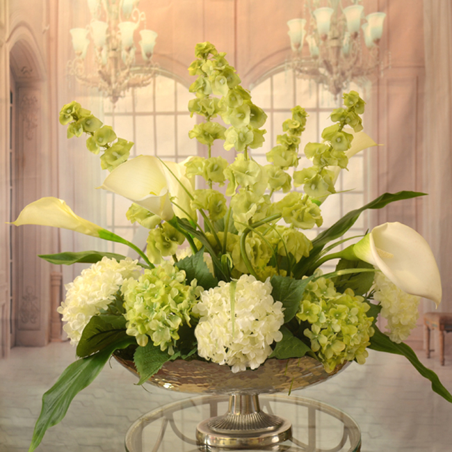 White Magnolia and Hydrangea Large Silk Flower Arrangement AR344