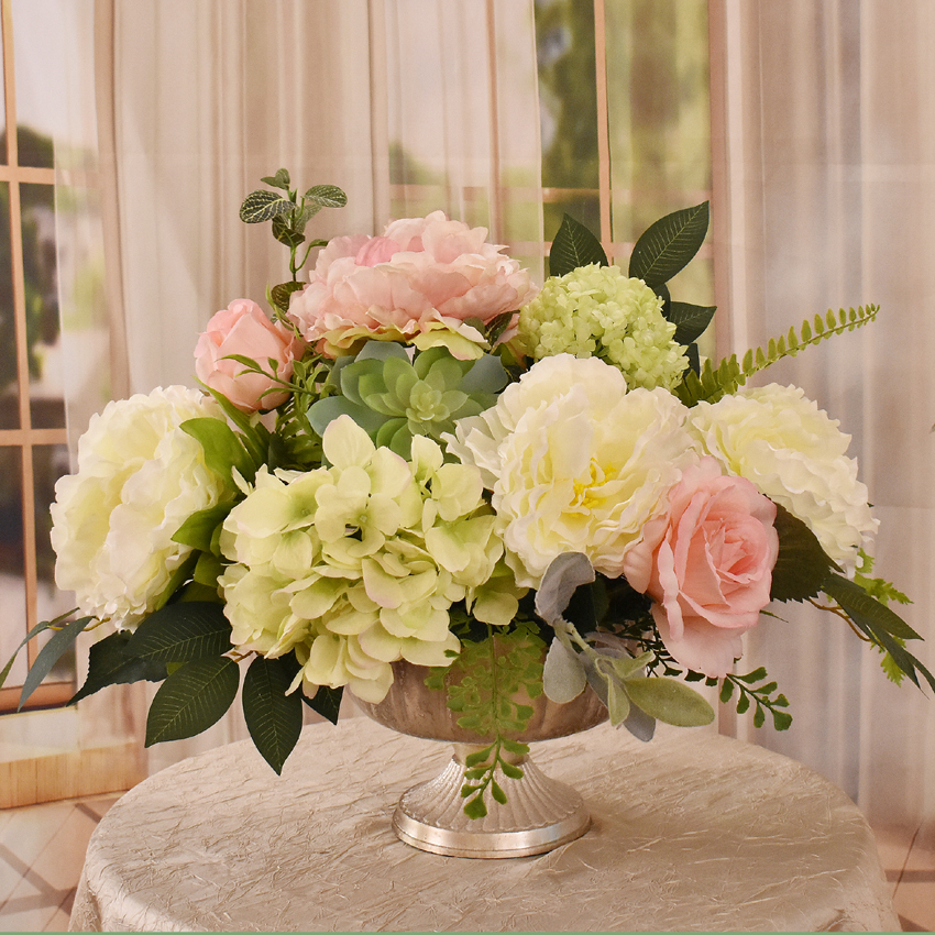 (image for) Peony Hydrangea and Rose Silk Centerpiece AR511 TEXT_CLOSE_WINDOW