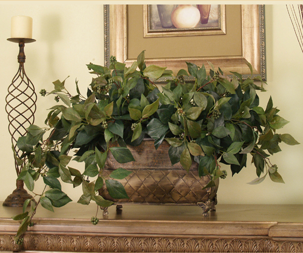 (image for) Fruiting Ivy Brushed Metal Ledge Silk Plant GR151-65 TEXT_CLOSE_WINDOW