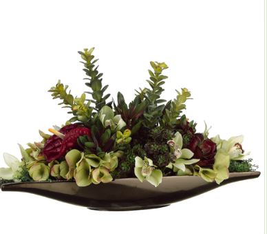 (image for) Green and Burgundy Silk Hydrangea and Succulent Arrangement WF1028 TEXT_CLOSE_WINDOW