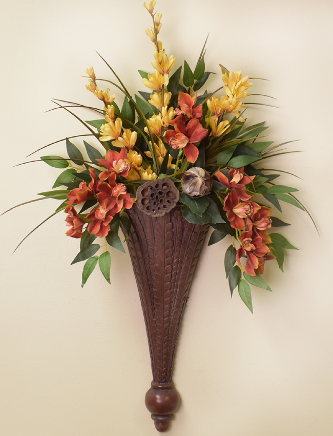 Silk Flower Wall Sconce With Orchids Sc35 Fl Home Silk Flower Wall Sconce With Orchids Sc35 Fl Home