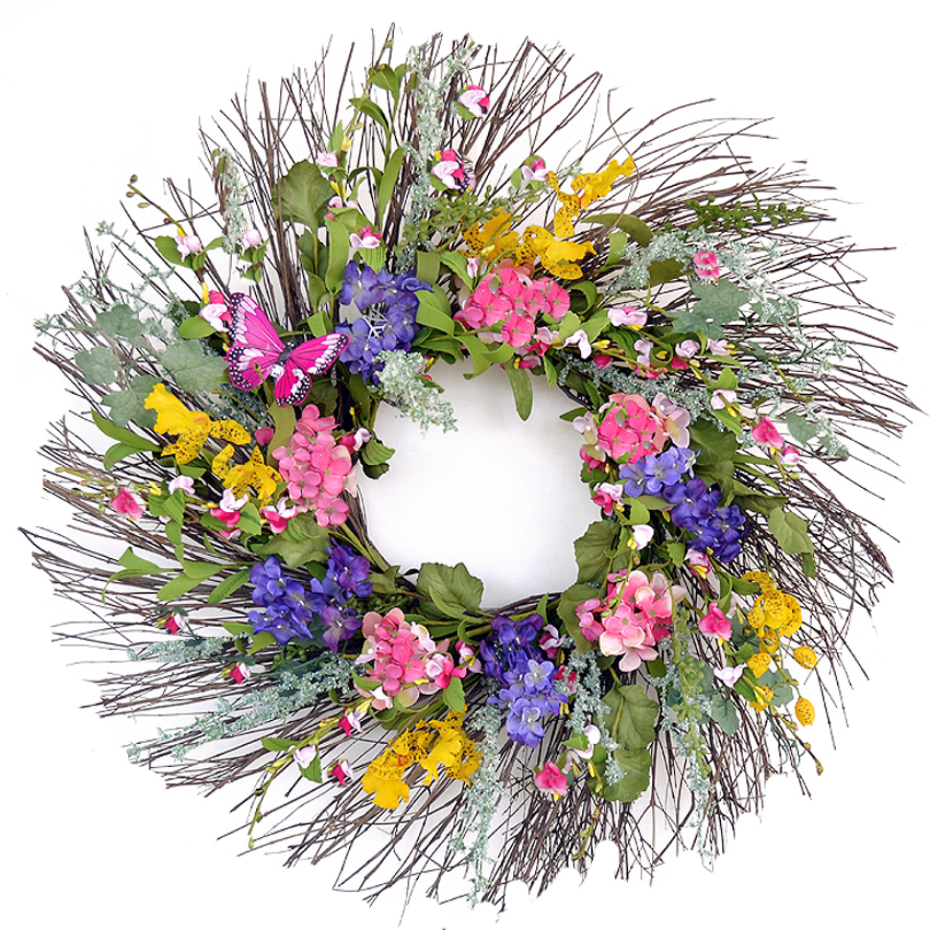 (image for) Wispy Colorful Spring Wreath with Butterfly WR4947 Out of Stock TEXT_CLOSE_WINDOW