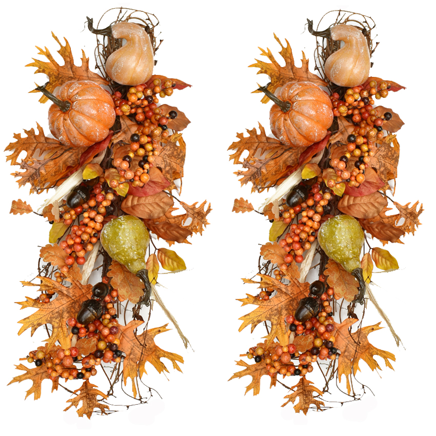 (image for) Set of 2 Frosted Pumpkin Swags WR4976 Out of Stock TEXT_CLOSE_WINDOW