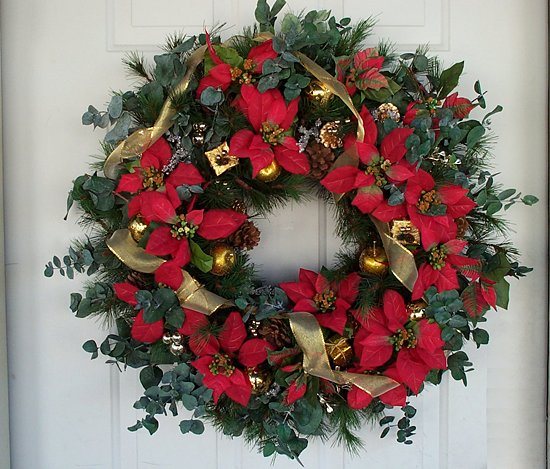 (image for) Red & Gold Poinsettia Christmas Wreath - Out of Stock TEXT_CLOSE_WINDOW